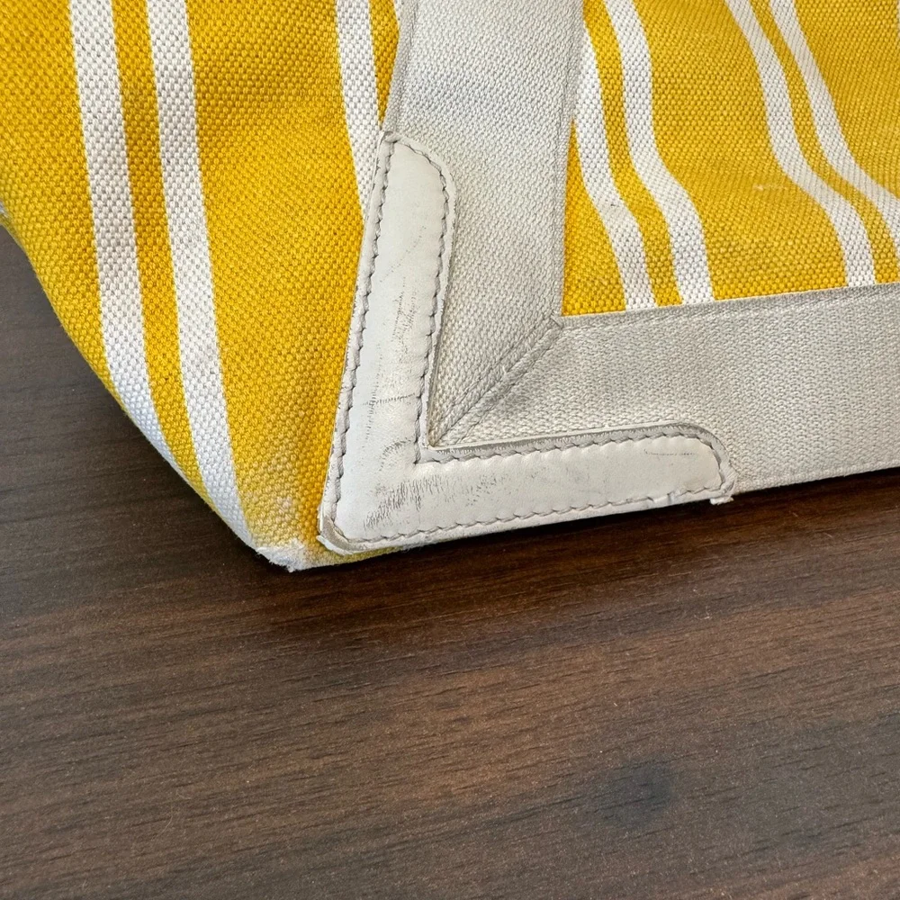✨ Balenciaga Paris Yellow Striped Canvas Tote w/ Pouch ✨ - Picture 14 of 16